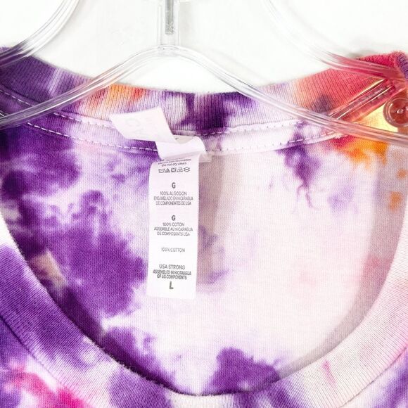 Meet Me at the Pumpkin Patch Large Tee Tie Dye Handmade Purple Orange 1317 - Picture 8 of 12